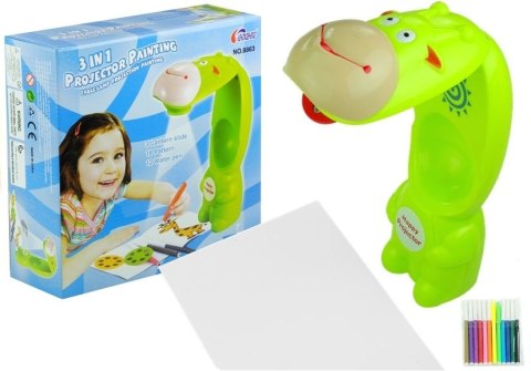 Projektor Do Rysowania Rzutnik Krówka 3 Dyski Pisaki Zielony 3w1 LEAN Toys