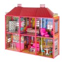 Willa Duży Domek Dla Lalek 6 Pokoi Meble Akcesoria 128 el. LEAN Toys