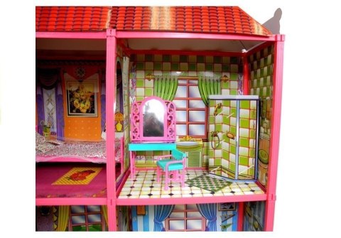 Willa Duży Domek Dla Lalek 6 Pokoi Meble Akcesoria 128 el. LEAN Toys