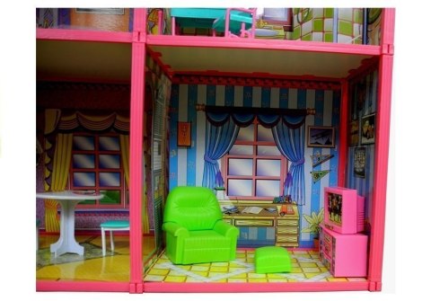 Willa Duży Domek Dla Lalek 6 Pokoi Meble Akcesoria 128 el. LEAN Toys