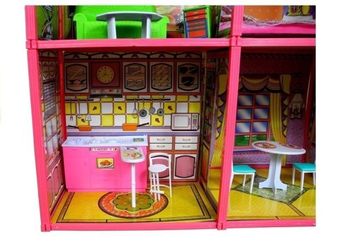 Willa Duży Domek Dla Lalek 6 Pokoi Meble Akcesoria 128 el. LEAN Toys