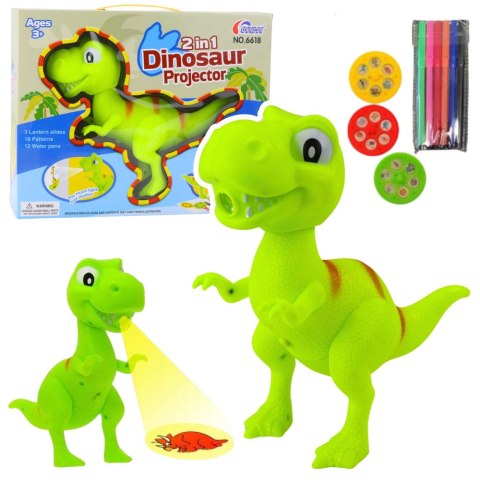 Projektor Dinozaur T-Rex Do Rysowania Malowania 18 Obrazków Pisaki 2w1 LEAN Toys