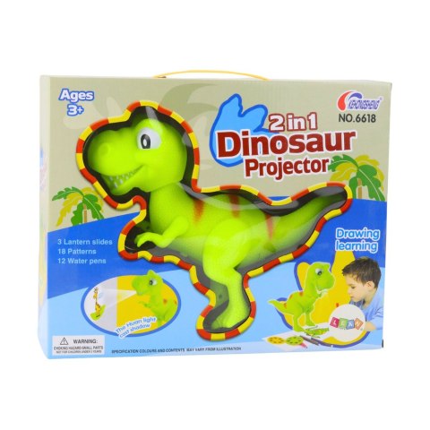 Projektor Dinozaur T-Rex Do Rysowania Malowania 18 Obrazków Pisaki 2w1 LEAN Toys