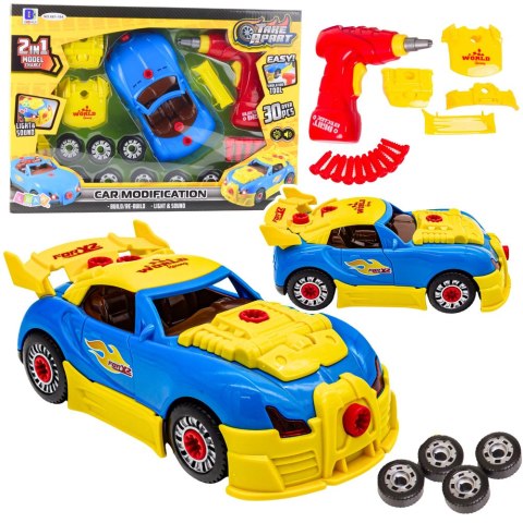 Zestaw Małego Mechanika Rozkręcany Samochód Wkrętarka Światła Dźwięki LEAN Toys