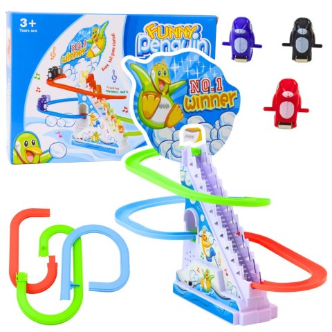 Zestaw Pingwiny Interaktywne Na Ruchomych Schodach Dla Dzieci LEAN Toys