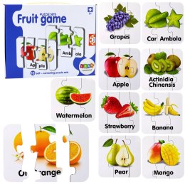 Puzzle Edukacyjne Układanka Owoce 10 Połączeń Nauka Angielskiego LEAN Toys
