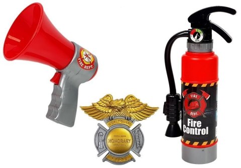 Zestaw Strażaka Plecak Latarka Gaśnica Megafon Akcesoria Czerwony LEAN Toys