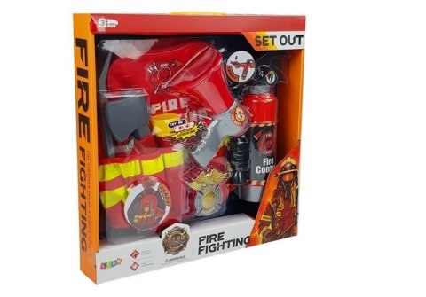 Zestaw Strażaka Plecak Latarka Gaśnica Megafon Akcesoria Czerwony LEAN Toys