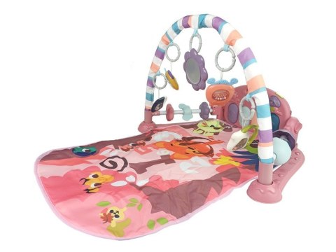 Mata Dla Niemowlaka Z Pianinkiem Grzechotki Gryzak Lusterko Dźwięk Różowa LEAN Toys