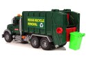 Samochód Śmieciarka Kosze Ciemnozielona Dźwięki Światła LEAN Toys