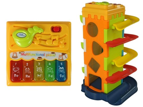 Zjeżdżalnia Piłeczek Blok Edukacyjny Sorter z Pianinkiem LEAN Toys