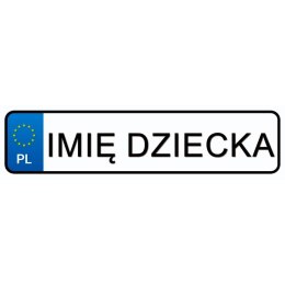 Tablica Rejestracyjna Naklejka Imię Twojego Dziecka LEAN CARS