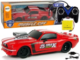 Auto Sportowe R/C 1:16 Czerwone Białe Pasy Pilot LEAN Toys