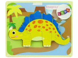 Drewniane Puzzle Dinozaur Stegosaurus Żółty Oviraptor Żółty LEAN Toys