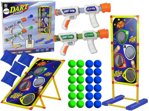 Gra Zręcznościowa 4 w 1 Rzut Do Celu Woreczki Pistolet na Piankowe Kulki LEAN Toys