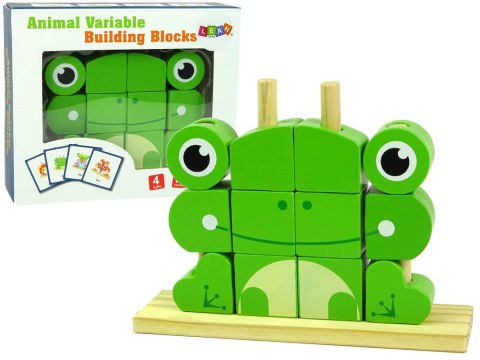 Kreatywne Klocki Drewniane Przestrzenne Układanka Żabka 3D LEAN Toys