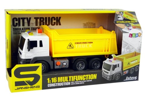 Pojazd Budowlany Wywrotka 1:16 Unoszona Naczepa Żółta Światła Dźwięki LEAN Toys