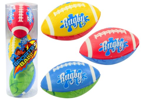 Zestaw 3 Piankowych Piłek Do Rugby 3 Kolory LEAN Toys