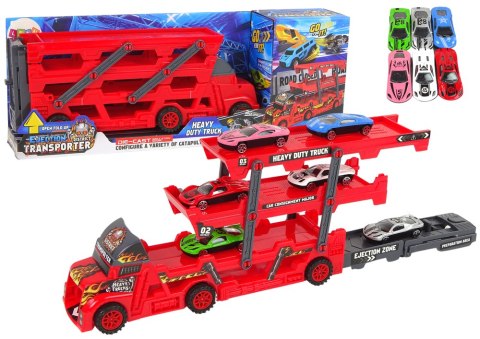 Duże Auto Truck Laweta Rozkładana 3- Piętrowa z Wyrzutnią LEAN Toys