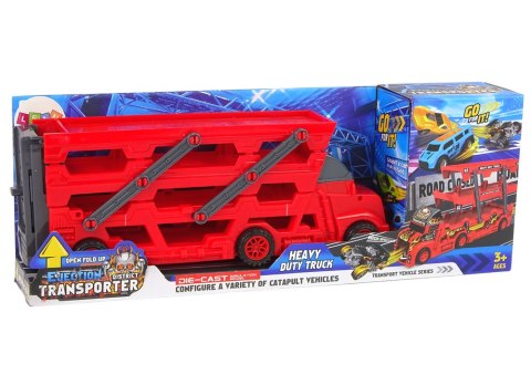 Duże Auto Truck Laweta Rozkładana 3- Piętrowa z Wyrzutnią LEAN Toys