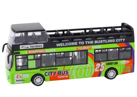 Autobus Piętrowy Turystyczny 1:32 Otwierane Drzwi Zielony LEAN Toys