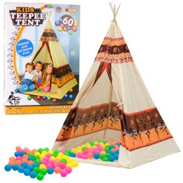 Namiot Tipi Indiański Baza Dla Dzieci + 60 Piłek 155 cm LEAN Toys