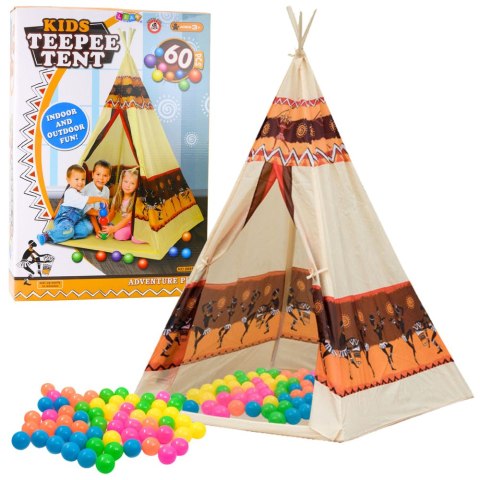 Namiot Tipi Indiański Baza Dla Dzieci + 60 Piłek 155 cm LEAN Toys