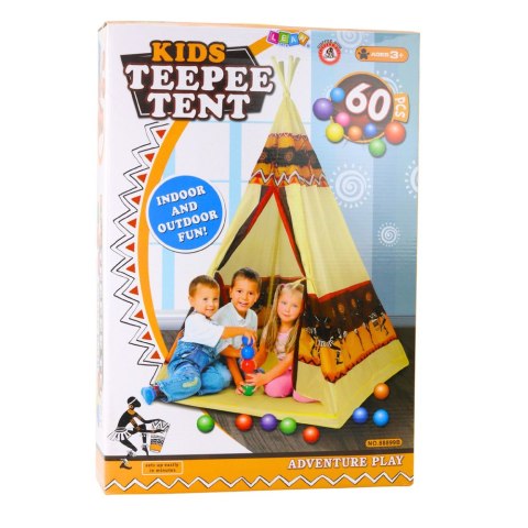 Namiot Tipi Indiański Baza Dla Dzieci + 60 Piłek 155 cm LEAN Toys
