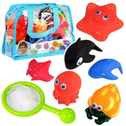 Zestaw Zwierząt Morskich do Kąpieli Sitko Do Łowienia Gumowe 12 el. LEAN Toys