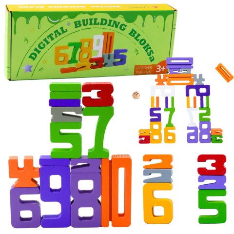Drewniane Cyferki Nauka Matematyki Kostki do Gry Klocki Edukacyjne LEAN Toys