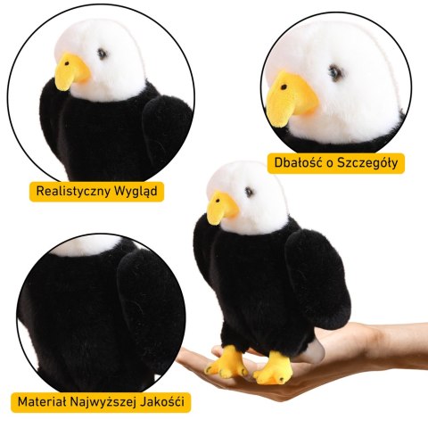 Pluszowy Orzeł Ptak Pluszak Maskotka Przytulanka Czarno Biały 25cm LEAN Toys
