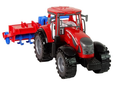 Czerwony Ciągnik z Pługiem Napęd Frykcyjny LEAN Toys