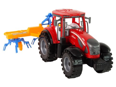 Czerwony Ciągnik ze Zgrabiarką Napęd Frykcyjny LEAN Toys