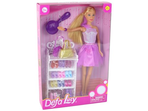 Lalka Lucy Sukienka Fioletowa Brokat Zestaw Buty LEAN Toys