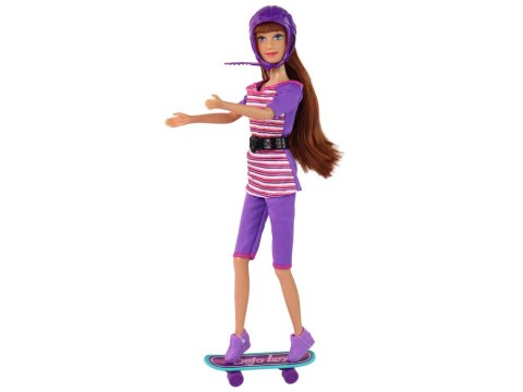 Zestaw Lalek Lucy Purpurowy Hulajnoga Deskorolka Kaski LEAN Toys