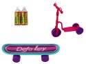 Zestaw Lalek Lucy Purpurowy Hulajnoga Deskorolka Kaski LEAN Toys