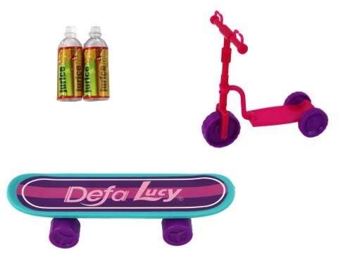 Zestaw Lalek Lucy Purpurowy Hulajnoga Deskorolka Kaski LEAN Toys