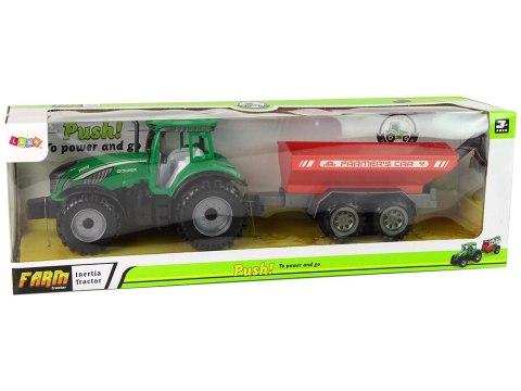 Zielony Traktor z Czerwoną Przyczepką Napęd Frykcyjny LEAN Toys