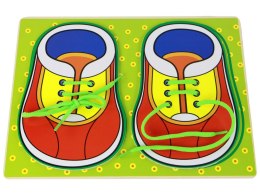 Drewniana Zabawka Edukacyjna Nauka Wiązania Sznurówek LEAN TOYS