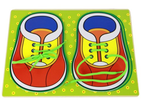Drewniana Zabawka Edukacyjna Nauka Wiązania Sznurówek LEAN TOYS