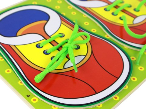 Drewniana Zabawka Edukacyjna Nauka Wiązania Sznurówek LEAN TOYS