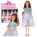 Lalka W Ciąży Mama Niemowlę Otwierany Brzuch Niebieska Sukienka 30 cm LEAN Toys