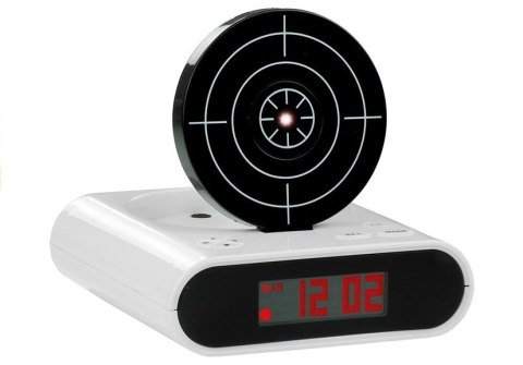 Pistolet Laserowy z Tarczą Budzik Zegarek Biały LEAN Toys