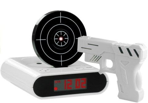 Pistolet Laserowy z Tarczą Budzik Zegarek Biały LEAN Toys