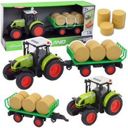 Traktor Farmerski Rolniczy Przyczepa Bale Siana Zielony 1:16 LEAN Toys