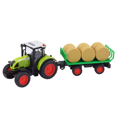 Traktor Farmerski Rolniczy Przyczepa Bale Siana Zielony 1:16 LEAN Toys
