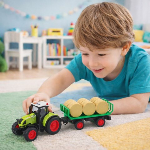 Traktor Farmerski Rolniczy Przyczepa Bale Siana Zielony 1:16 LEAN Toys