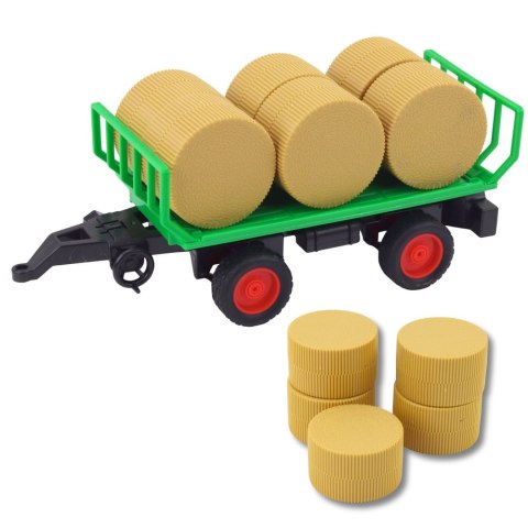 Traktor Farmerski Rolniczy Przyczepa Bale Siana Zielony 1:16 LEAN Toys
