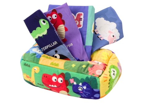 Miękkie Pudełko Na Chusteczki 6 Tkanin 3 Szeleszczące Chusteczki Kolorowe LEAN Toys