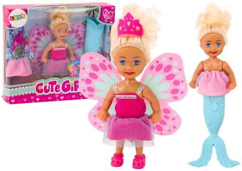 Mini Laleczka 2w1 Syrenka Wróżka Ogon Skrzydła LEAN Toys